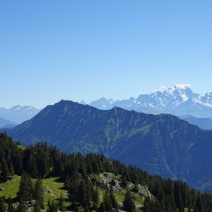 Preview wallpaper mountains, trees, aerial view, mountain range