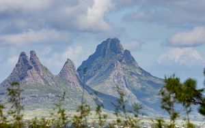 Preview wallpaper mountains, trees, branches, nature