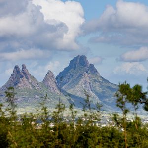 Preview wallpaper mountains, trees, branches, nature