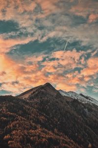 Preview wallpaper mountains, trees, clouds, sky, autumn, zillertal alps, italy