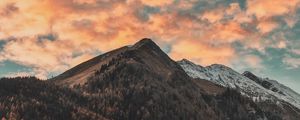 Preview wallpaper mountains, trees, clouds, sky, autumn, zillertal alps, italy