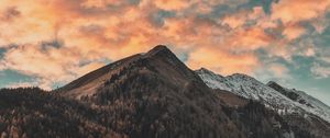 Preview wallpaper mountains, trees, clouds, sky, autumn, zillertal alps, italy