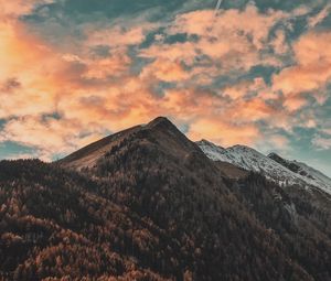 Preview wallpaper mountains, trees, clouds, sky, autumn, zillertal alps, italy