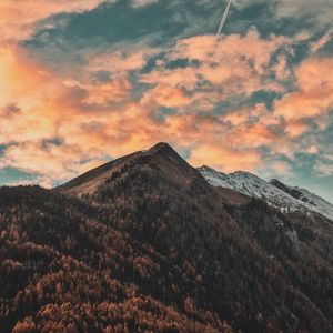 Preview wallpaper mountains, trees, clouds, sky, autumn, zillertal alps, italy