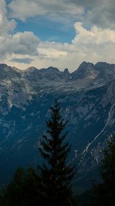 Preview wallpaper mountains, trees, clouds, peak, veneto, italy