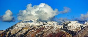 Preview wallpaper mountains, trees, clouds, sky, nature
