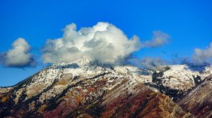 Preview wallpaper mountains, trees, clouds, sky, nature