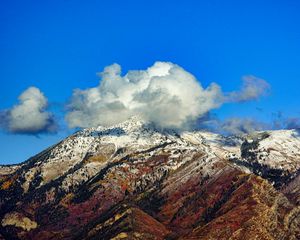 Preview wallpaper mountains, trees, clouds, sky, nature