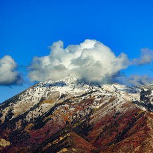 Preview wallpaper mountains, trees, clouds, sky, nature