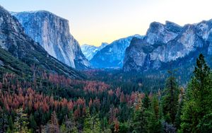 Preview wallpaper mountains, trees, distance, sky