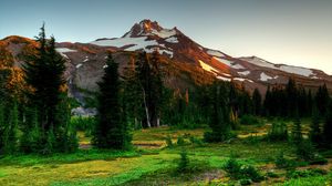 Preview wallpaper mountains, trees, eating, nature, landscape