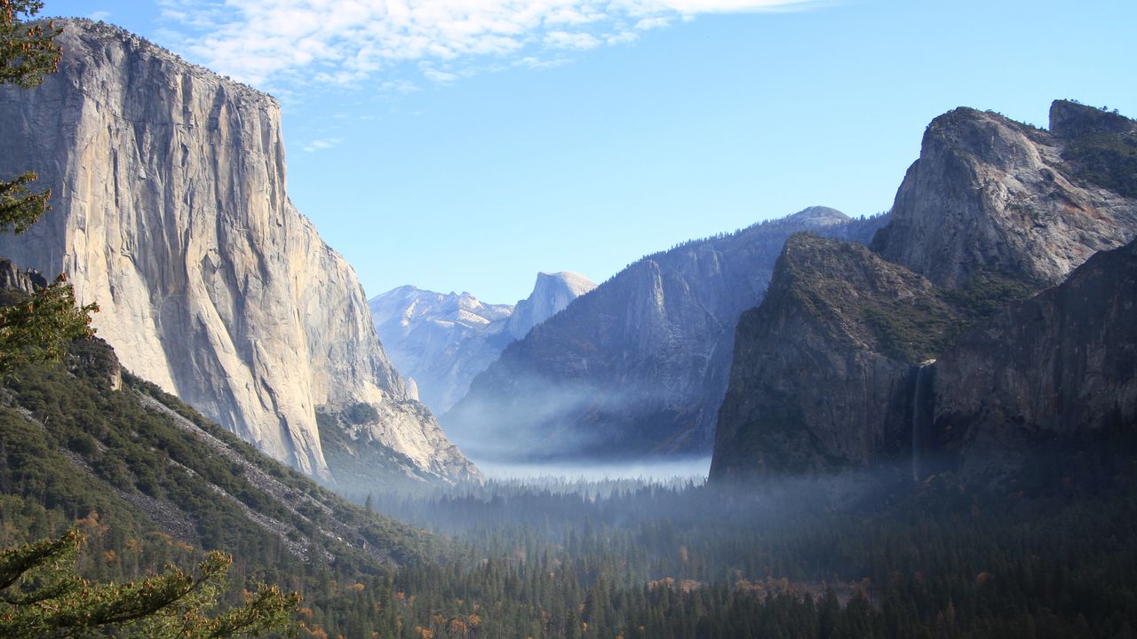 Wallpaper mountains, trees, fog, nature, landscape