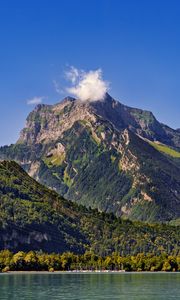 Preview wallpaper mountains, trees, forest, lake, sky, landscape