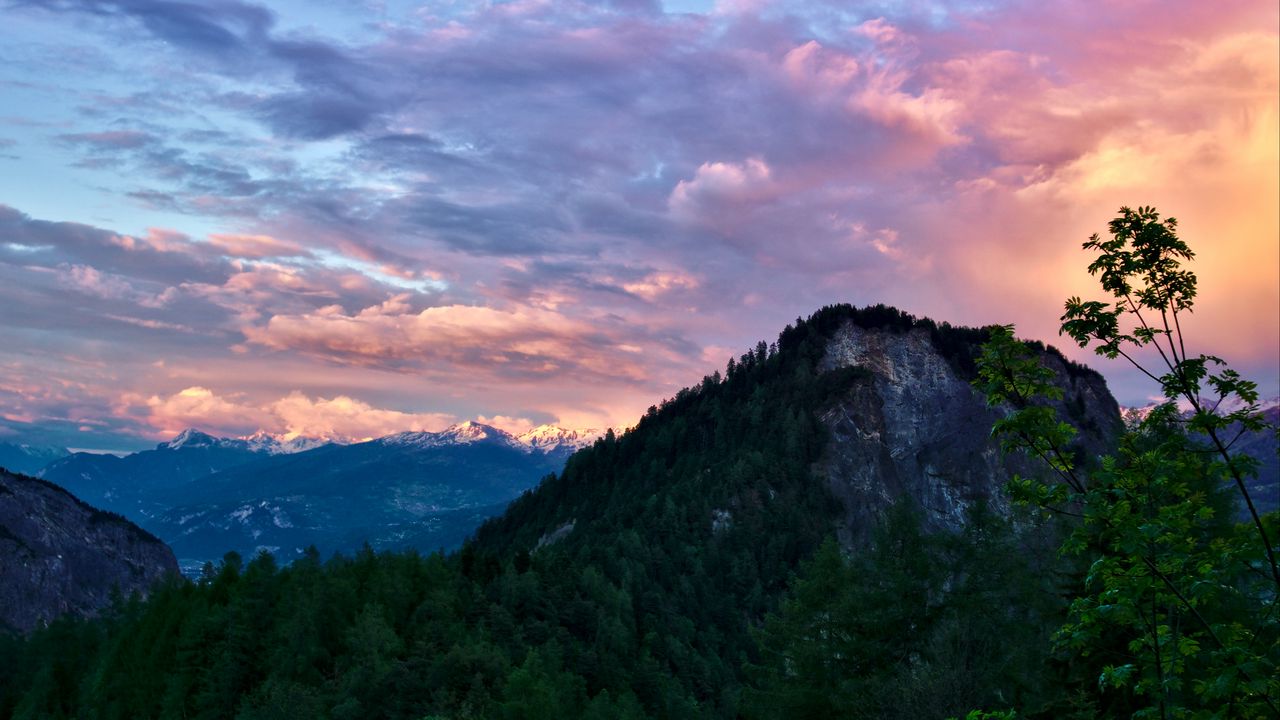 Wallpaper mountains, trees, forest, landscape