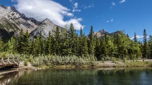 Preview wallpaper mountains, trees, forest, lake, nature, landscape