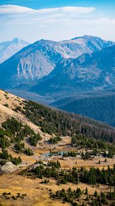 Preview wallpaper mountains, trees, forest, landscape, aerial view