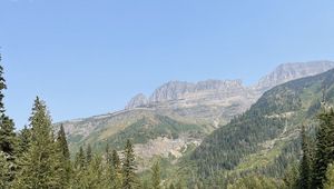 Preview wallpaper mountains, trees, forest, river, landscape, nature