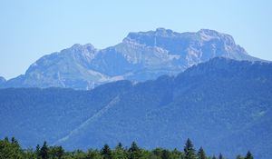 Preview wallpaper mountains, trees, forest, grass