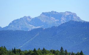 Preview wallpaper mountains, trees, forest, grass