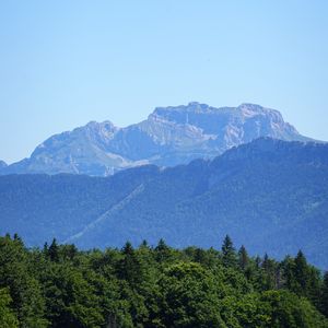 Preview wallpaper mountains, trees, forest, grass