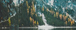 Preview wallpaper mountains, trees, lake, pier, reflection, italy