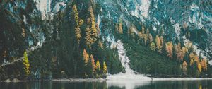 Preview wallpaper mountains, trees, lake, pier, reflection, italy