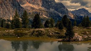 Preview wallpaper mountains, trees, lake, nature, landscape