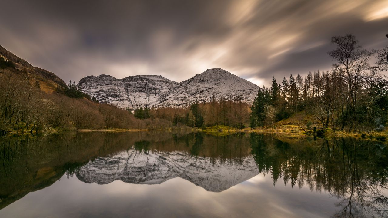 Wallpaper mountains, trees, lake, reflection