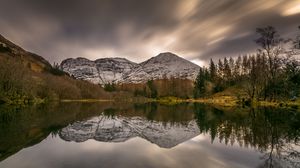 Preview wallpaper mountains, trees, lake, reflection