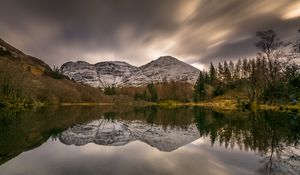 Preview wallpaper mountains, trees, lake, reflection