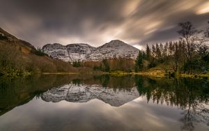Preview wallpaper mountains, trees, lake, reflection