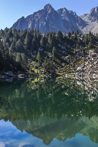 Preview wallpaper mountains, trees, lake, landscape, reflection