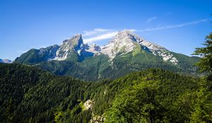 Preview wallpaper mountains, trees, landscape, nature, sky