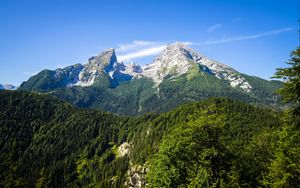 Preview wallpaper mountains, trees, landscape, nature, sky