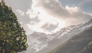 Preview wallpaper mountains, trees, landscape, slopes, peaks