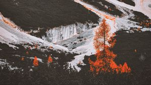 Preview wallpaper mountains, trees, landscape, slopes, stone