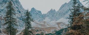 Preview wallpaper mountains, trees, landscape, river, stream