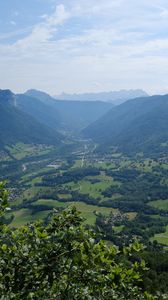 Preview wallpaper mountains, trees, landscape, nature, aerial view