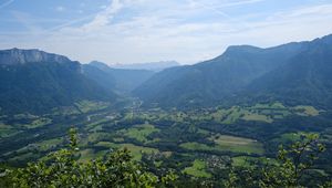 Preview wallpaper mountains, trees, landscape, nature, aerial view