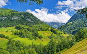 Preview wallpaper mountains, trees, landscape, aerial view, green