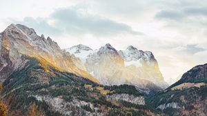 Preview wallpaper mountains, trees, light, landscape, nature
