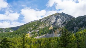 Preview wallpaper mountains, trees, nature, landscape, clouds