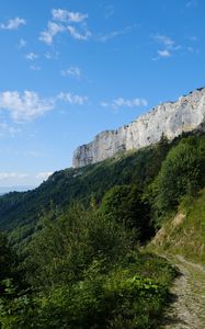 Preview wallpaper mountains, trees, path, nature, landscape