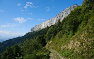 Preview wallpaper mountains, trees, path, nature, landscape