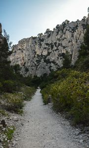 Preview wallpaper mountains, trees, path, landscape, nature