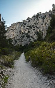 Preview wallpaper mountains, trees, path, landscape, nature