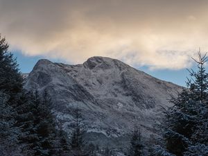 Preview wallpaper mountains, trees, path, snow, winter, nature