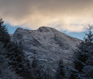 Preview wallpaper mountains, trees, path, snow, winter, nature