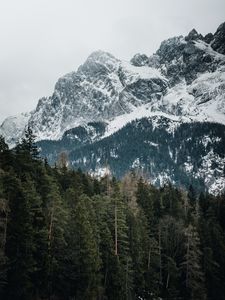 Preview wallpaper mountains, trees, peaks, snowy, germany