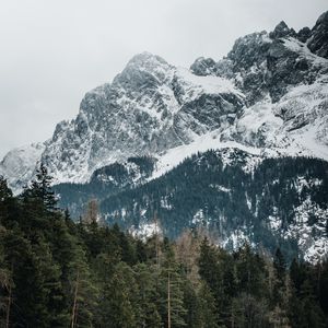 Preview wallpaper mountains, trees, peaks, snowy, germany